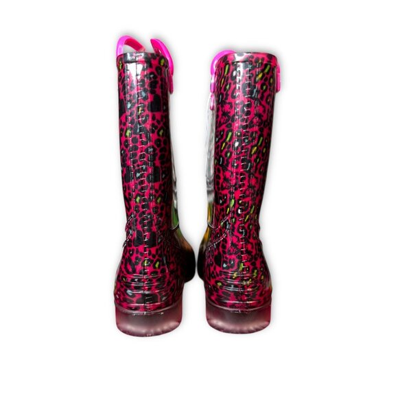 Jelly Beans Girls Leopard Rain Boots Fuchsia Pink Size 3 New in Box - Picture 7 of 8